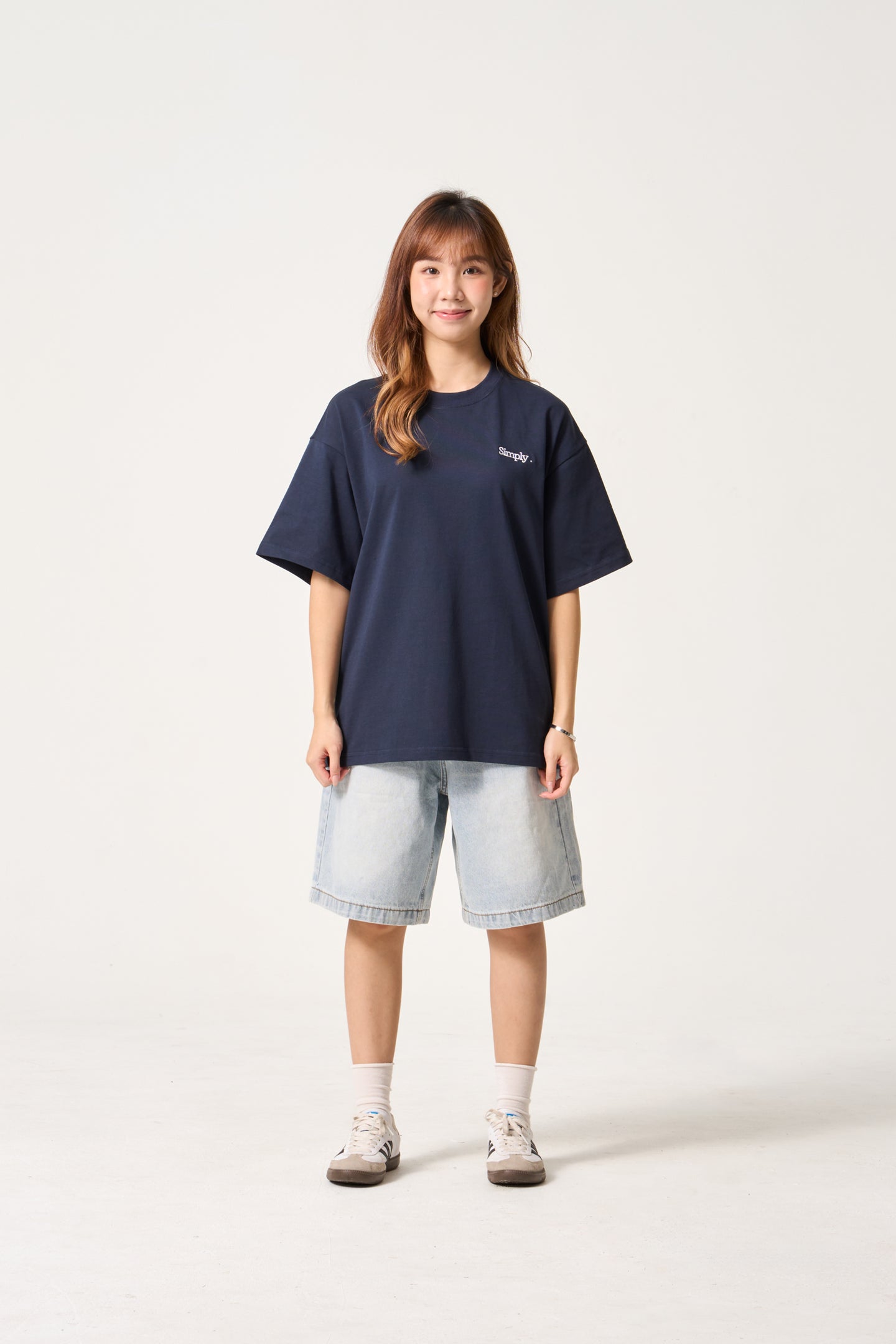 Simply . Unisex Knee Length Denim Shorts (Light Blue) - Simply